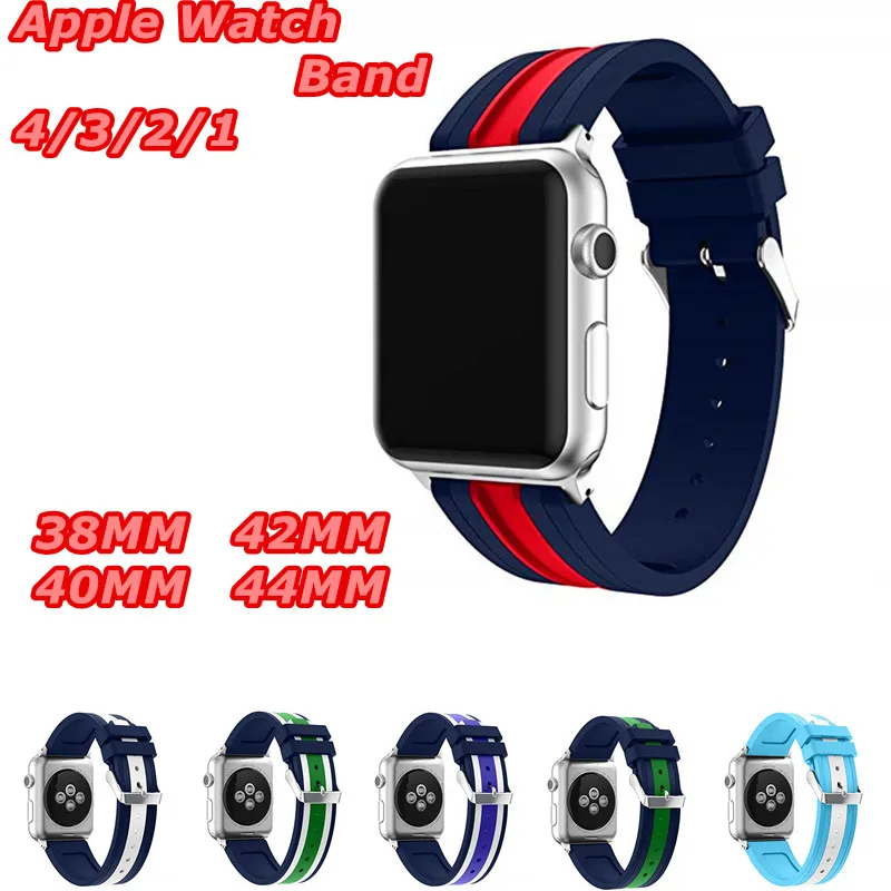 Спортивный мягкий силиконовый ремешок для часов Apple Watch 4/2/1 регулируемый браслет
