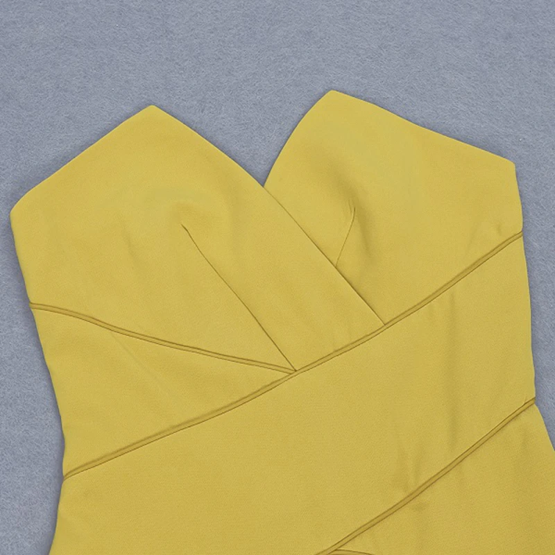 

2019 New Fashion Show Yellow Sleeveless Women Summer Jumpsuit Sexy Strapless Solid Elegant Celebirty Party Jumpsuits Clubwear