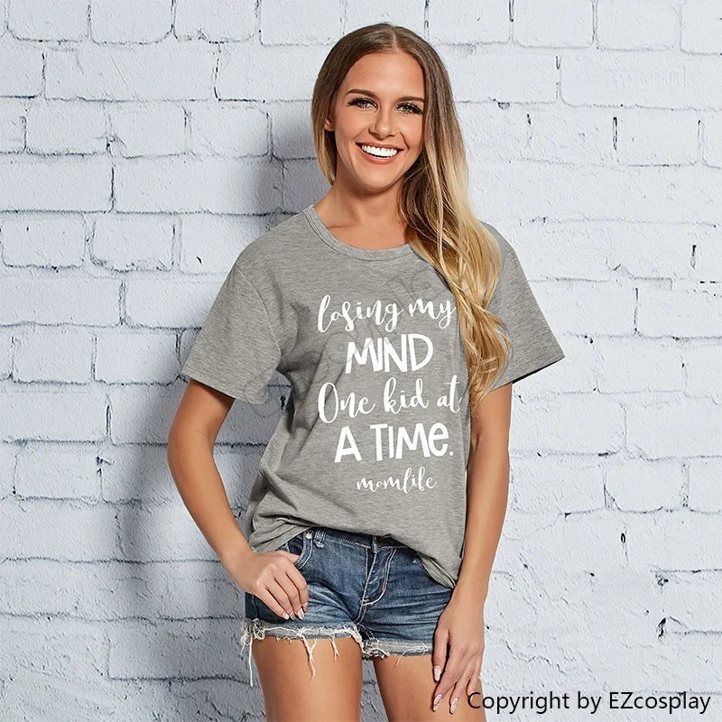 Футболка с надписью потеря My Mind one of A TIME MOM LIFE свободная Милая футболка