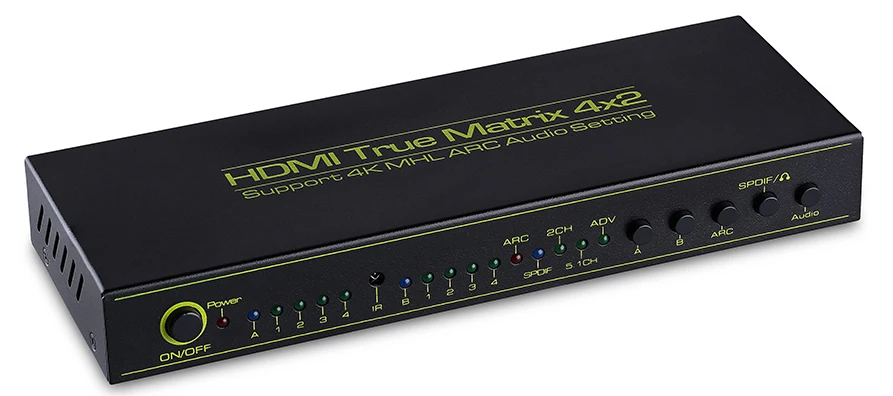 4K HDMI матрица 4x2 с оптическим и 3,5 мм стерео аудио выход HDMI матричный коммутатор сплиттер 4 в 2 выход Поддержка ARC