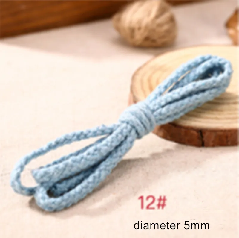 12 diameter5mm 10 м/лот, диаметр 5 мм, 10 мм, 15 мм, чистый хлопок, тканый Хлопковый Канат, пучковая веревка, пряжа, аксессуары ручной работы T498 - Цвет: 12 diameter5mm