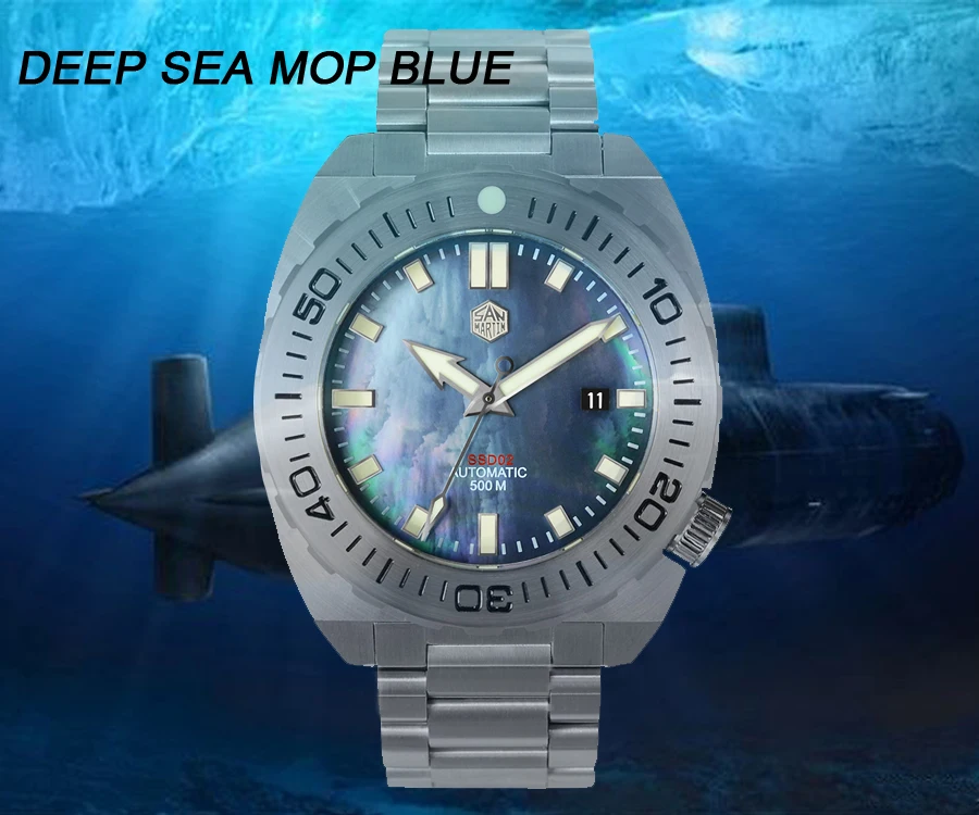 Мужские часы Lugyou San Martin Deep Sea Diver, автоматический Сапфир, водонепроницаемость 500 м, светящаяся нержавеющая сталь, ограниченная серия