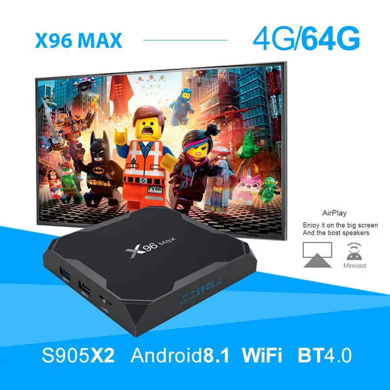 X96 Max Android 8,1 Amlogic S905X2 LPDDR4GB 64GB quad core tv BOX 2,4G 5G Wifi BT 1000M H.265 4K60fps Smart tv box X96Max - Цвет: 4G64G