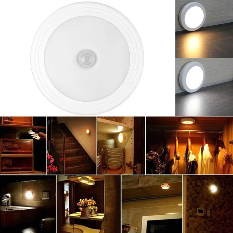 

PIR Motion Sensor LED Night Light Wireless Detector Wall Lamp Light Auto On / Off Closet Battery Power