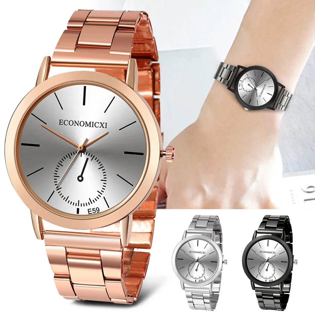 Повседневные женские кварцевые часы из нержавеющей стали аналоговые наручные