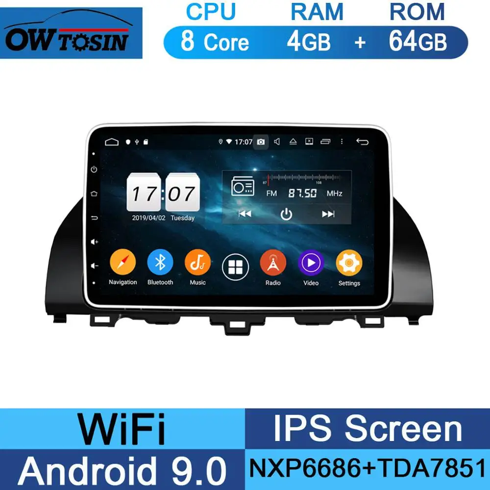 64G 10," ips Android 9,0 8 ядерный 4 Гб ram+ 64 ГБ rom Автомобильный DVD радио плеер gps для Honda ACCORD 10 DSP CarPlay Parrot BT Adas стерео - Цвет: 64G