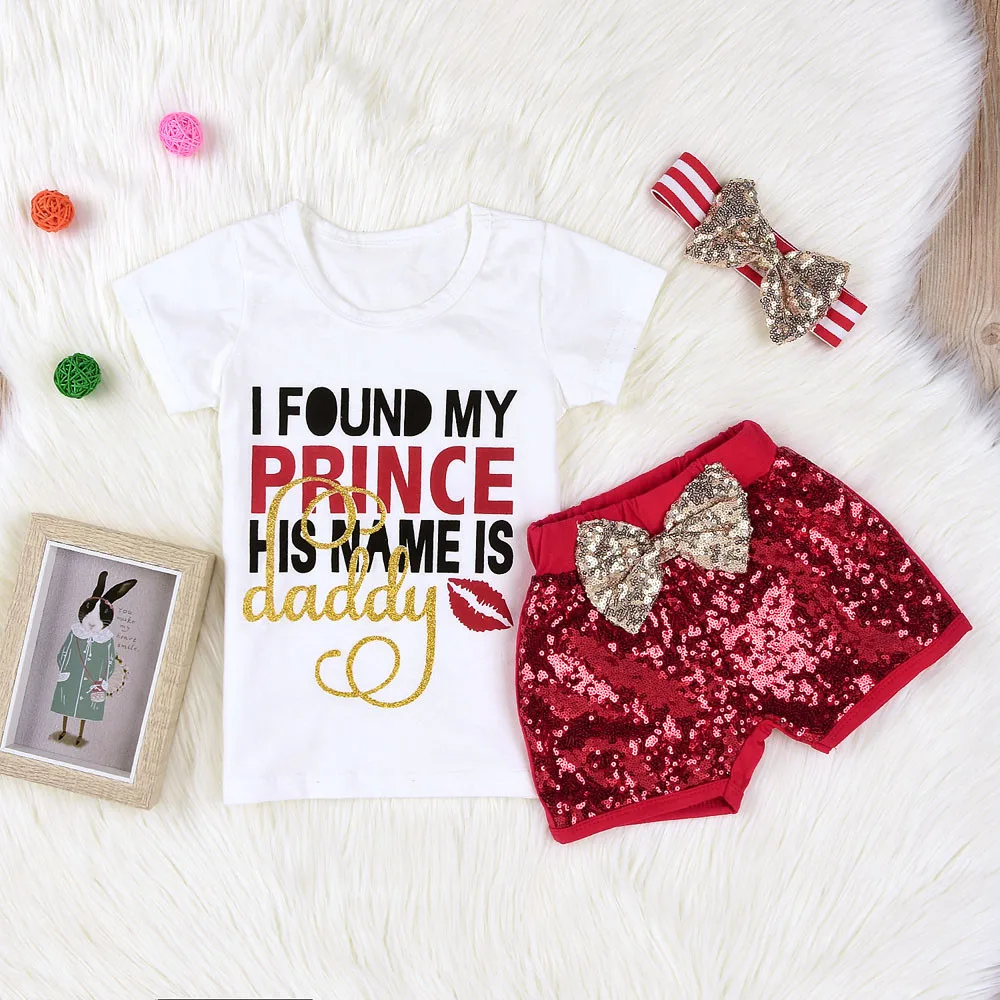 Комплект одежды из 3 предметов для маленьких девочек топы с буквенным принтом