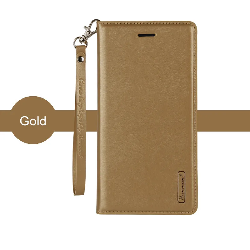 Gold Hanman для huawei Y6 книги Стиль ретро овчины кожаный бумажник задняя крышка чехол с держателем карты hw y6 - Цвет: Gold