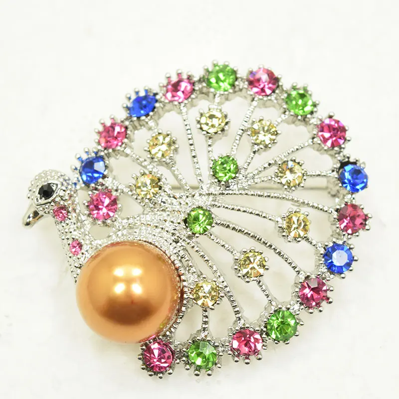 

Rhinestone Pin brooches Peacock Fashion brooch C930 E1