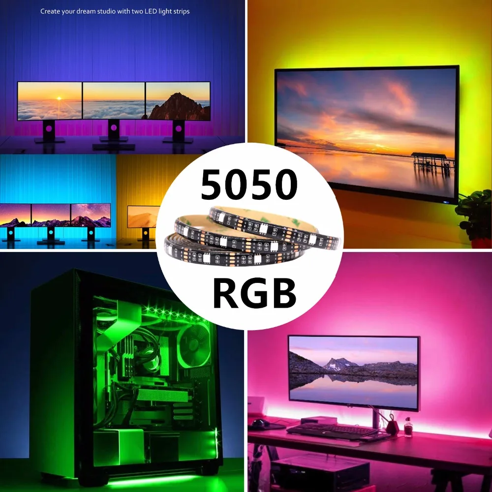Лента RGB Светодиодная лента светильник rgb usb Водонепроницаемая 5050 Led Гибкий