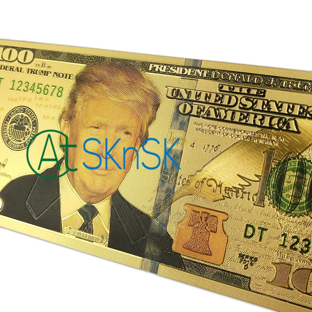 Мировой сбор бумажных денег 8 шт./компл.$100 банкноты США президент Дональд Трамп долларов Золотая фольга банкноты монеты коллекции подарок