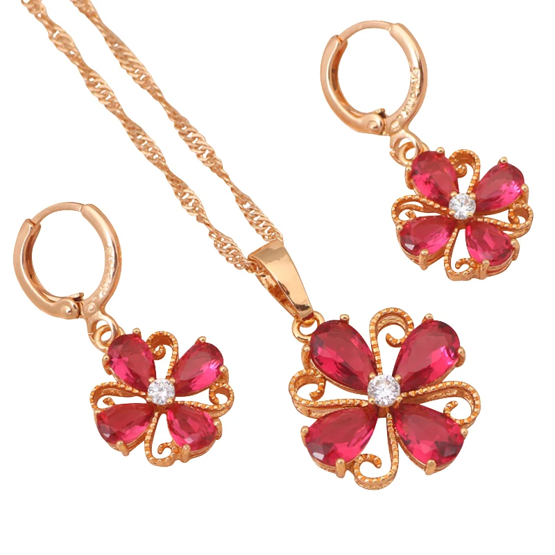 Glitering подарок партии товаров золотой тон rose Циркон Ювелирные комплекты с