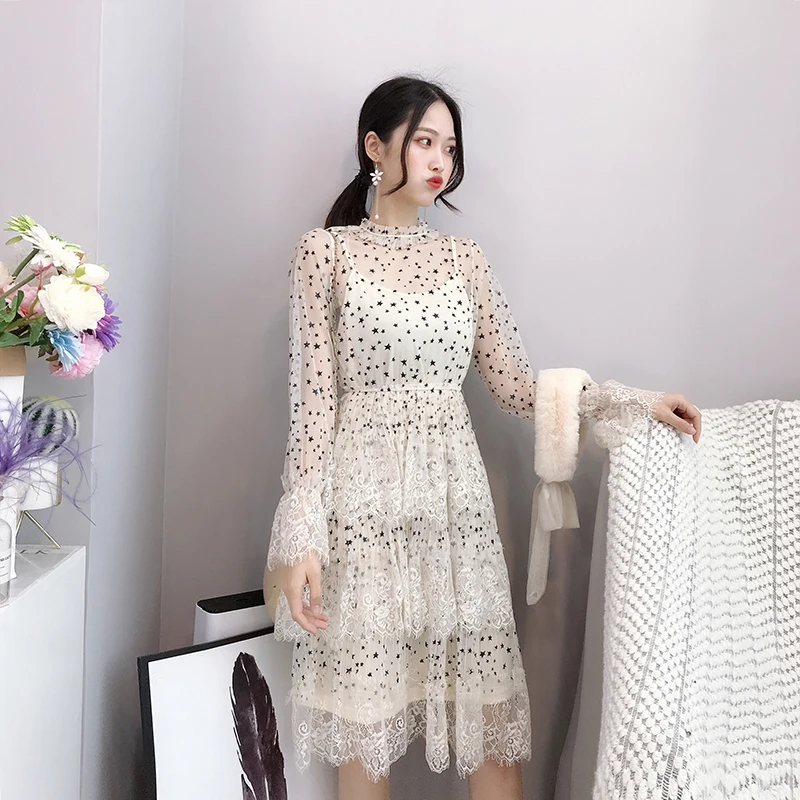 Женский комплект ALPHALMODA с меховым воротником милый бант звезды принт длинными