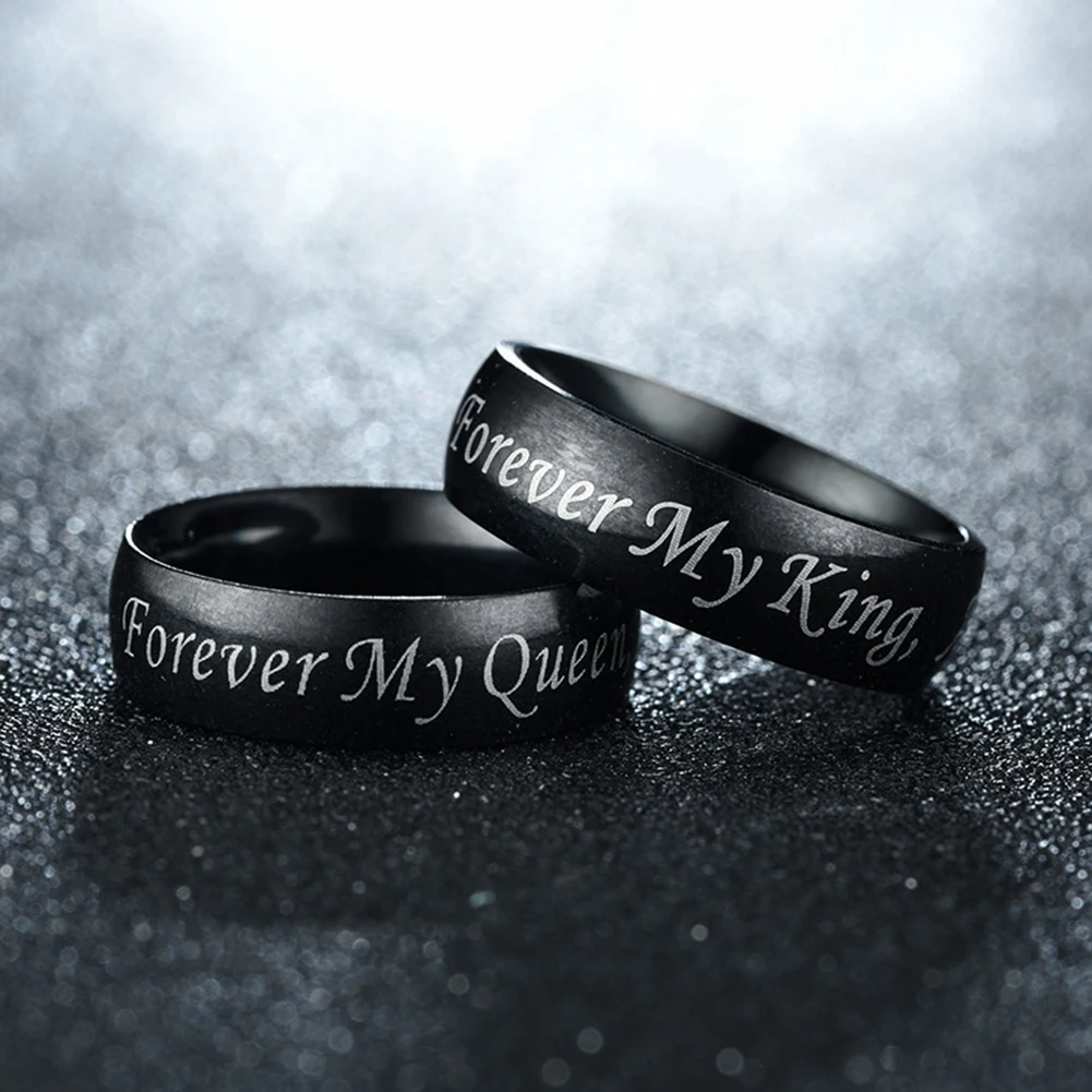 Кольца с надписью My King Queen для мужчин и женщин Простые Модные кольца влюбленных