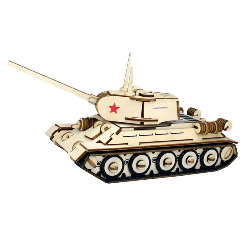 Tank Обучающая игрушка-головоломка, деревянные 3D пазлы, военные T-34, танк, детские игрушки, 146 шт, сделай сам, высокое качество, деревянные игрушки, подарок для детей - Цвет: Tank