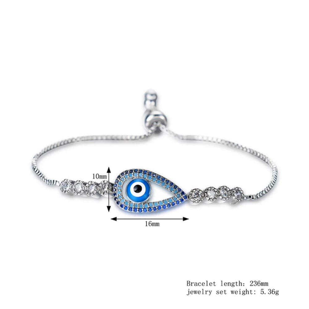 Роскошный Полный Цирконий Кристалл Pave глаз браслет для Для женщин регулируется