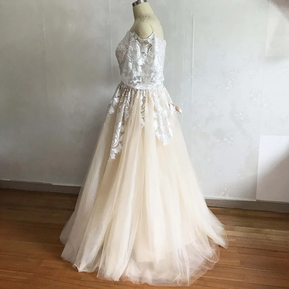 YSF Robe De Mariee простые но элегантные платья до пола с вырезом лодочкой и аппликацией