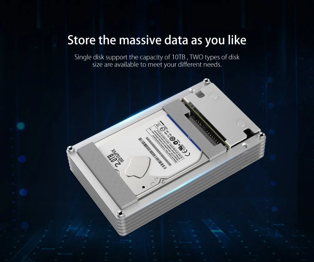 ORICO HDD чехол type-C DIY полый 2,5/3,5 дюйма корпус для жесткого диска алюминиевый сплав с 12 В ЕС Блок питания Поддержка 20 ТБ Емкость