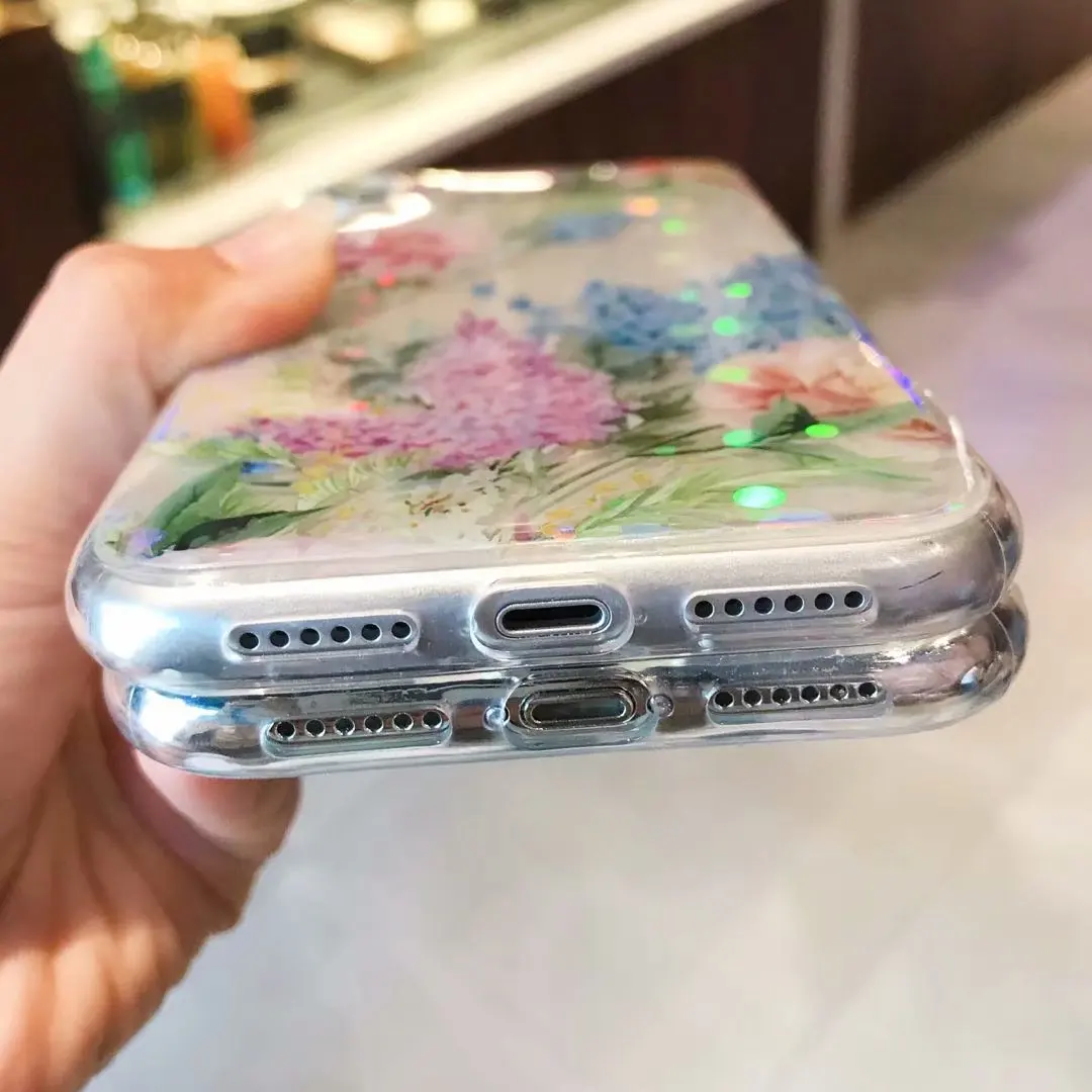 Для Apple iphone XS MAX X XR Чехол Мягкий ТПУ прозрачные Цветы Тонкий защитный чехол для 5 SE