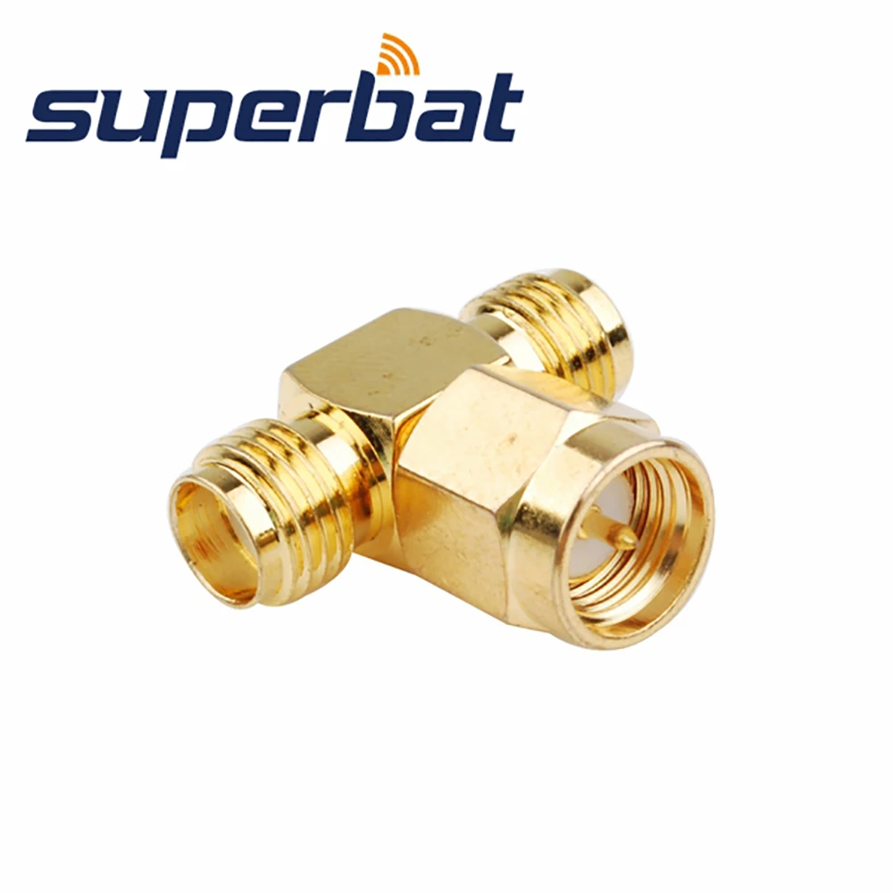 Superbat SMA Splitter / Joiner 3 WAY Adapter T Type Male to 2x Female RF Coaxial Connector