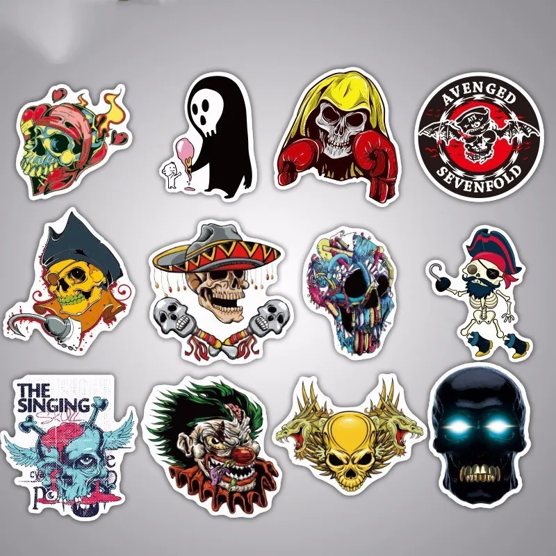 100 шт Новый человеческий череп ПВХ водонепроницаемый стикер для багажа Скейтборд