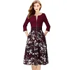 Vfemage, женское элегантное винтажное кружевное платье с цветочным принтом и карманами на молнии, контрастная одежда для работы, офиса, Повседневные Вечерние трапециевидные приталенные платья 152