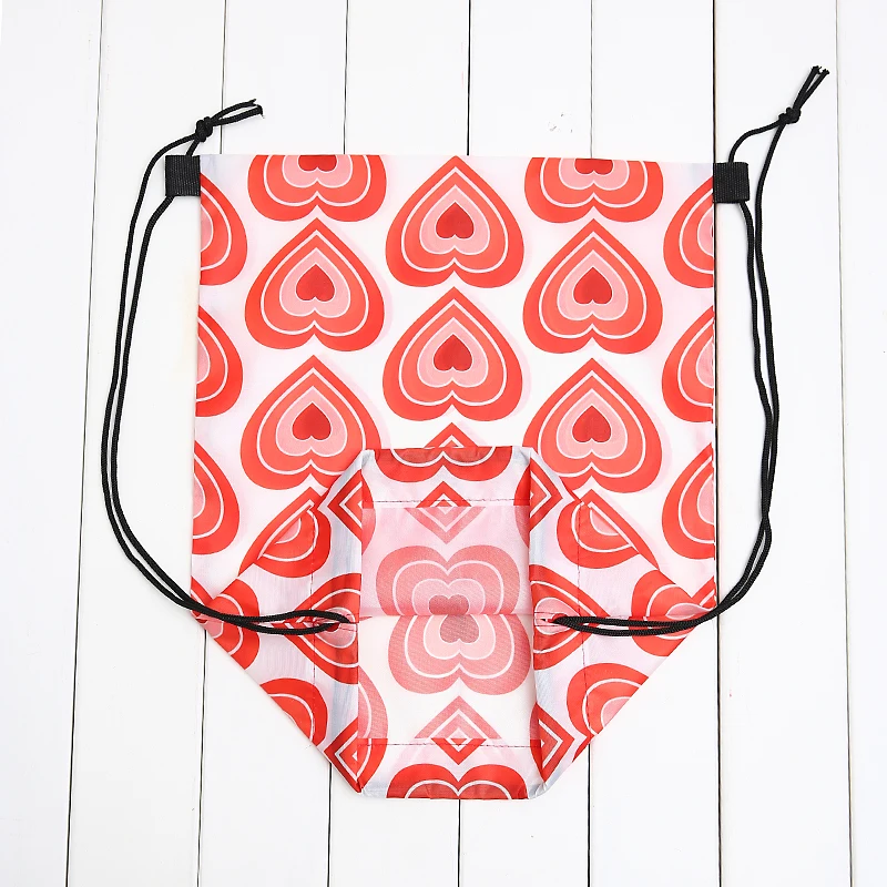 

2019 Valentine'S Day Gift Package for Girlfriend Women Shopping Bag Love Heart Printing Large Capacity Drawstring Storage Bags