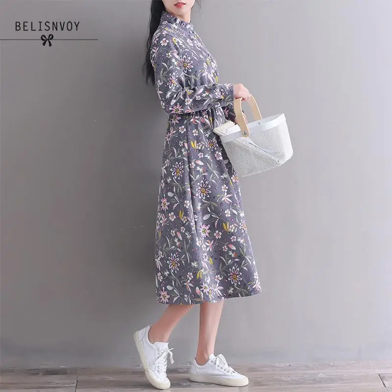 Винтажная Повседневная Свободная Женская одежда Mori Girl весенне осенние платья с