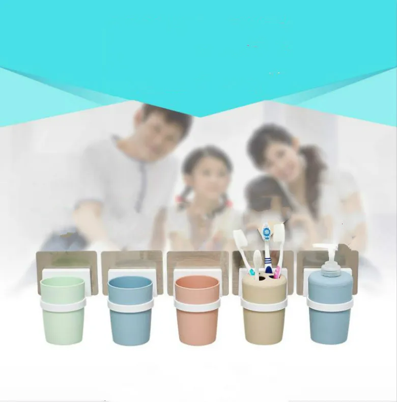 

Toothbrush Holder Suction For Kids and Family Bathroom Accessory Set Soap BottleToothbrush Holder Cup 4 pc/set