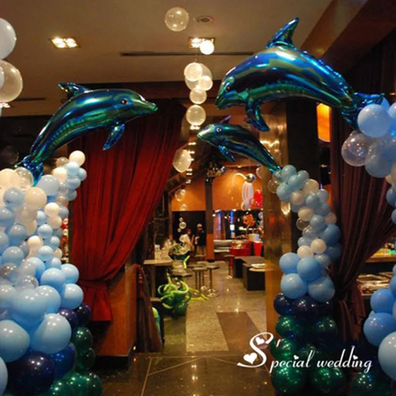 Большой розовый синий Дельфин фольга Гелиевый шар День рождения Свадьба