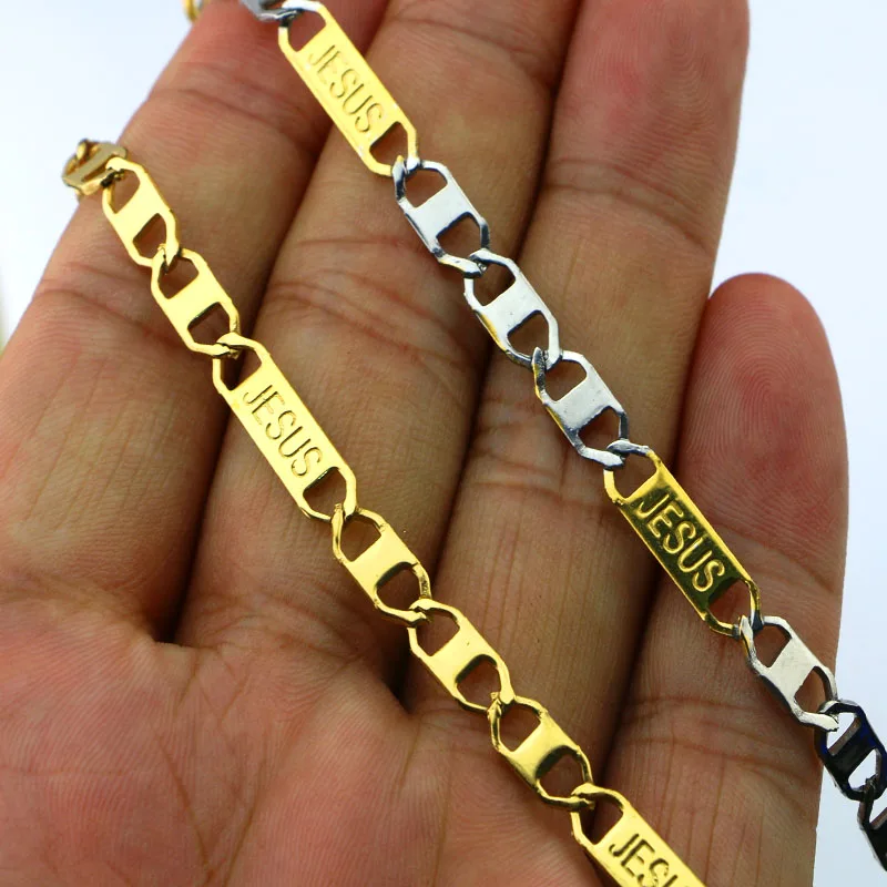 Топ 316L нержавеющая стальной костюм Золотая Серебряная цепочка с Иисусом