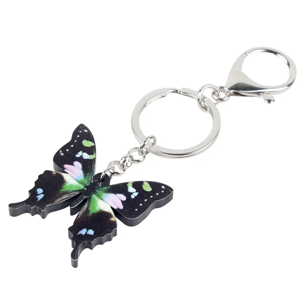 Bonsny Acrylic Hot Guinea Graphium Weiskei Butterfly Key Chain Keychain Ring Insect Jewelry For Women Girls Bag Car Purse Charms | Украшения