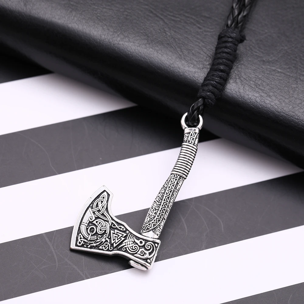 LIKGREAT Wicca топор кожаный браслет с подвеской в форме для мужчин Valknut ирландское Celtics