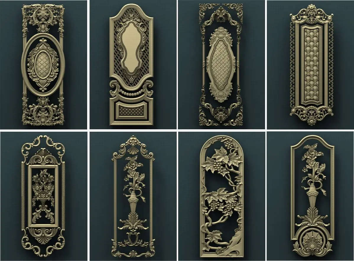 35 pcs door pads 3d STL Model Relief for CNC Router Aspire Artcam_ 35 Pcs Door Pads