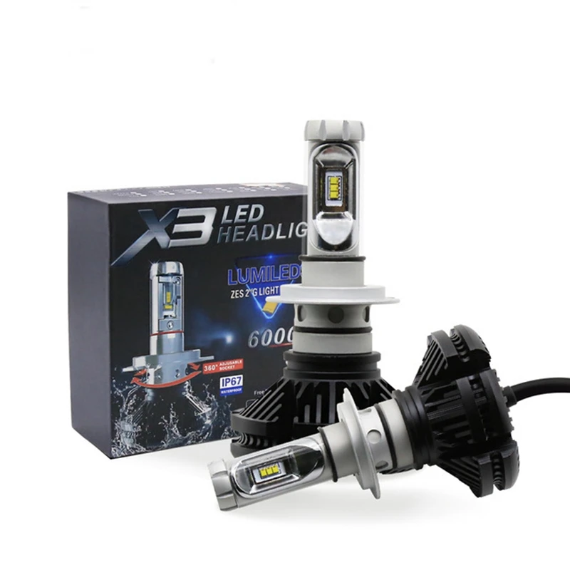 2 шт. X3 ZES H4 H7 светодиодные лампы для автомобильных фар Автомобильные фары 3000 K/6500