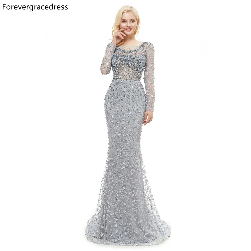 Forevergracedress роскошное вечернее платье с длинными рукавами бисером и открытой