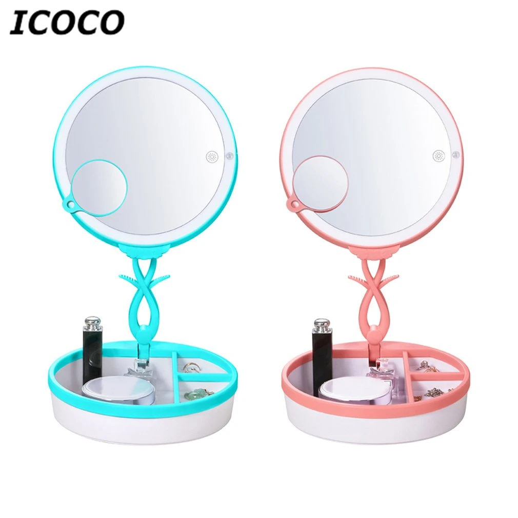 ICOCO USB 28 светодиодов 3X увеличение макияж зеркала настольный свет сенсор туалетный