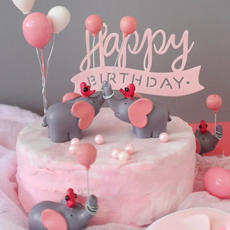 Милые воздушные шары птица слон животные вечерние топперы для торта Baby Shower мальчик девочка день рождения украшения дети с днем рождения подарки