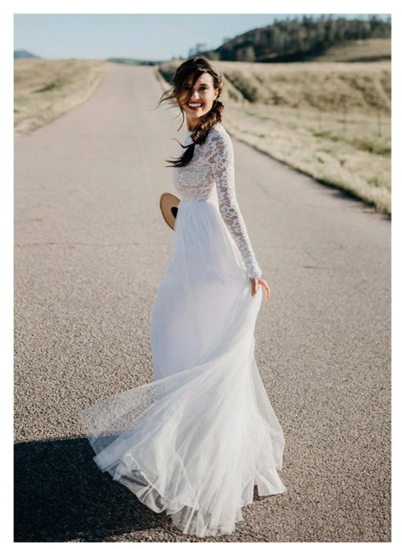 LORIE Boho простое свадебное платье с длинными рукавами 2019 Robe de mariee Винтажный