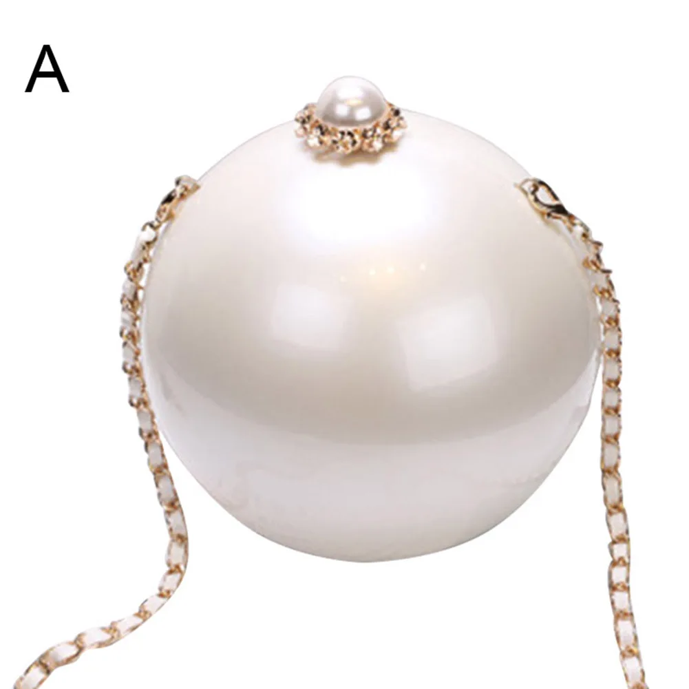 

Womans Spherical Pearl Shoulder Crossbody Bag Fashion Portable Acrylic Hard Box Package -OPK