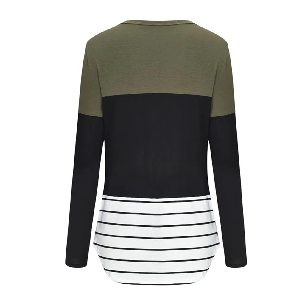 Топ для кормящих женщин с длинным рукавом зимняя полосатая Элегантная футболка