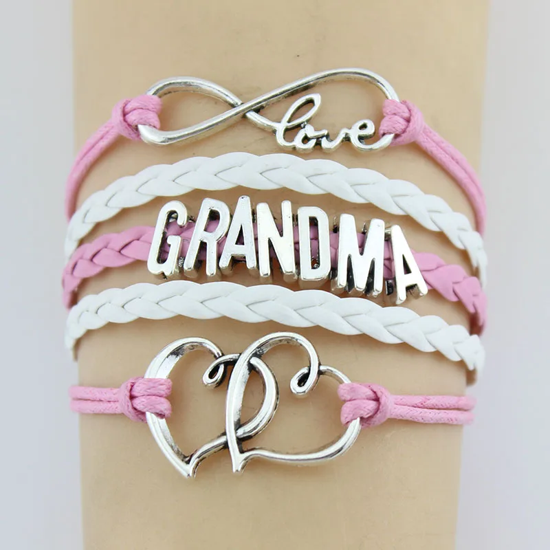 10 шт./лот очаровательный кожаный браслет ручной работы со словами &quotLove grandma&quot