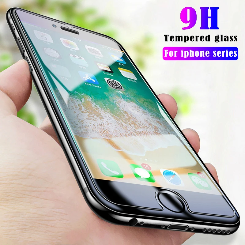 Закаленное стекло 9h для iphone X XR XS Max 5 5S SE 6 S 7 8 Защитное Plus защита экрана 4S |