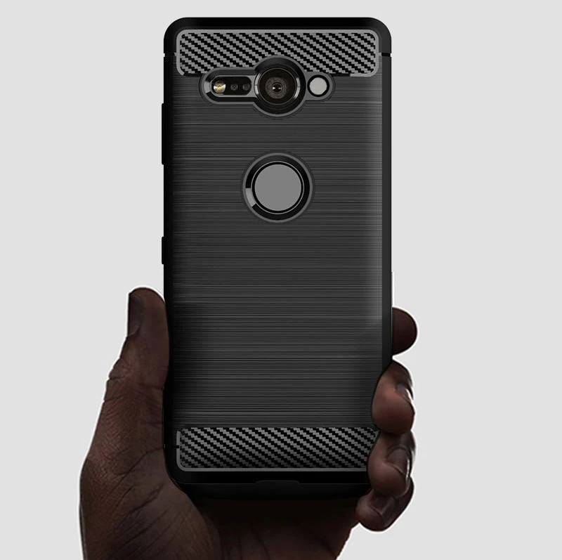 Armor Case For SONY XZ2 Brushed Carbon Fiber Texture Soft Silicone Phone Back Cover Xperia Compact/XZ2 Premium Capa |
