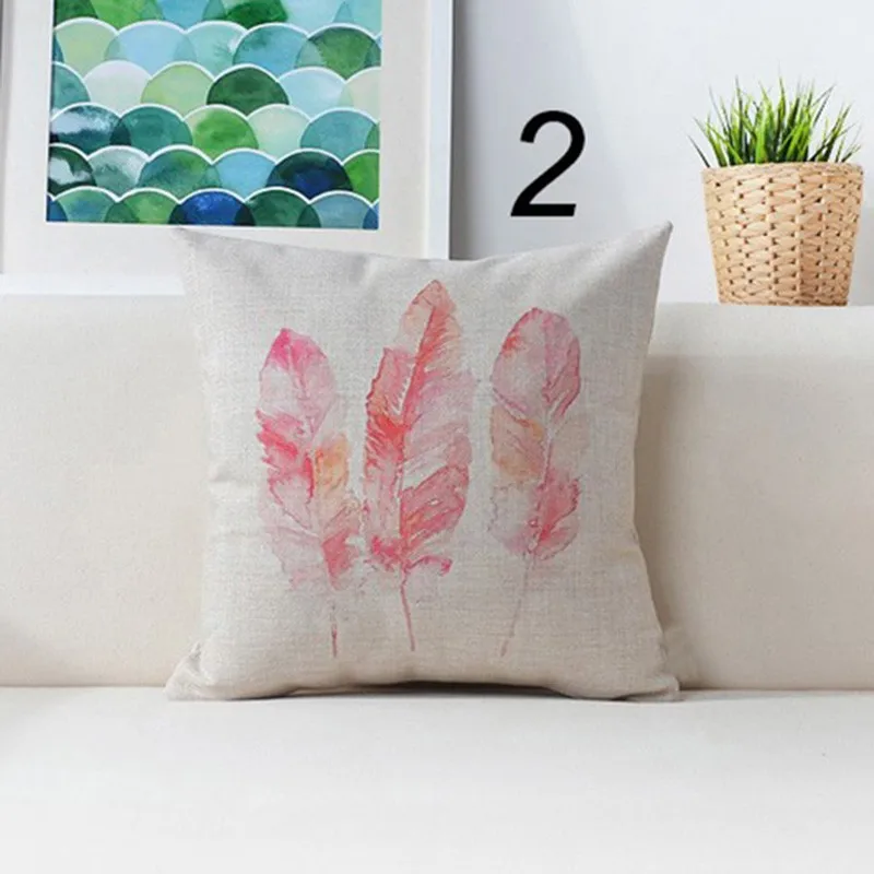 Animal Style Flamingo Cushion Cover Feather Drawing Geometry Cotton Linen Throw Pillow Case Birds Covers Couple Gifts | Дом и сад