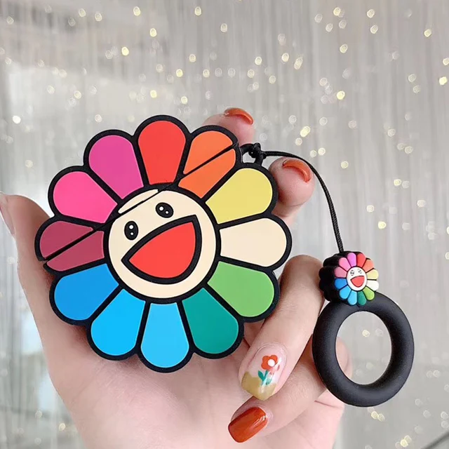3D Takashi Murakami Kaikai Kiki цвета радуги с цветочным рисунком наушники чехол для Apple Airpods 1/2/3 силиконовые насадки для наушников для airpods pro