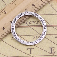 10pcs charms circle love hope trust dream 35x35mm tibetan bronze silver color pendants antique jewelry making diy craft bracelet