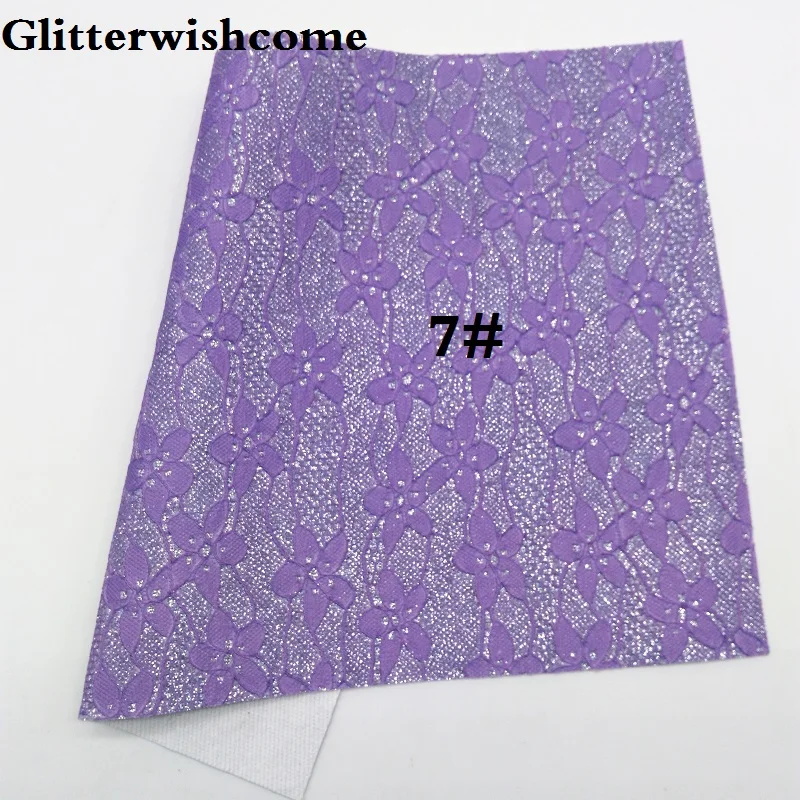 Glitterwishcome 21X29 см A4 размер винил для бантов флуоресцентная кружевная блестящая кожаная ткань винил для бантов, GM086A