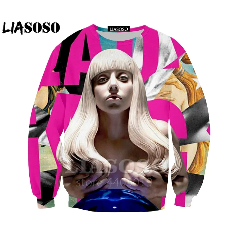 LIASOSO новые певицы Lady gaga 3D свитшот с принтом Одежда унисекс хорошее качество Harajuku в стиле «хип-хоп» с длинным рукавом Костюмы As109