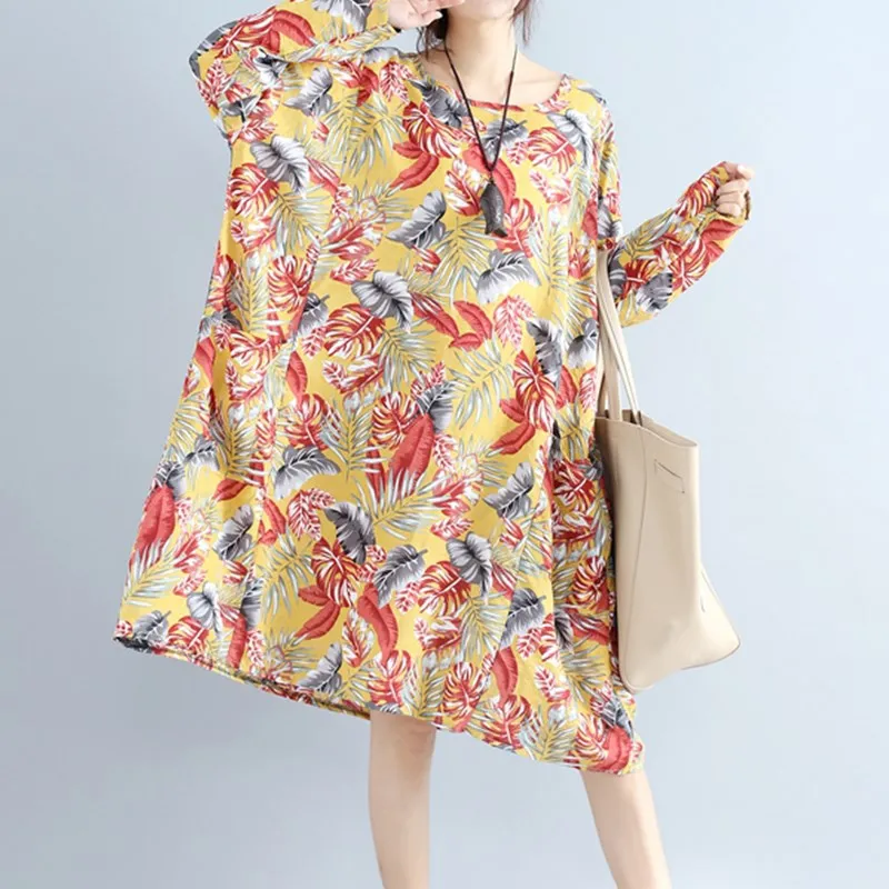 Новинка осень 2017 г. Женское платье с рукавами летучая мышь Винтаж Цветочный принт